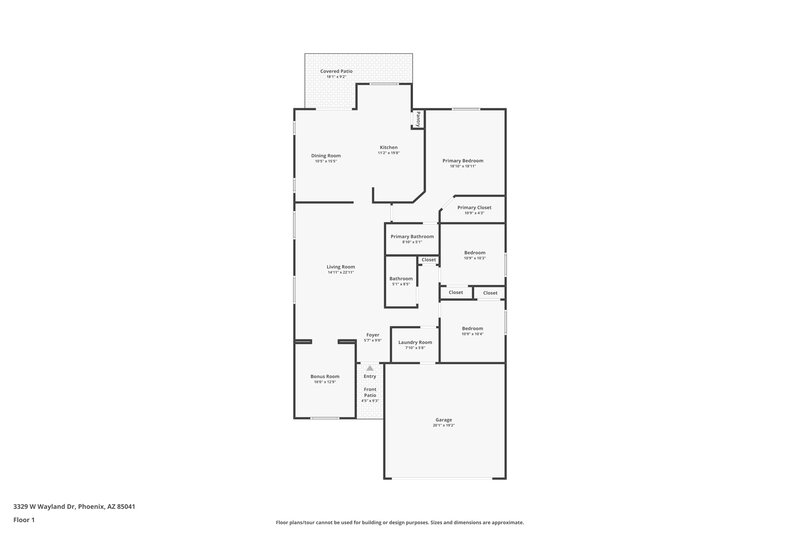 1,895/Mo, 3329 W Wayland Dr Phoenix, AZ 85041 Floor Plan View