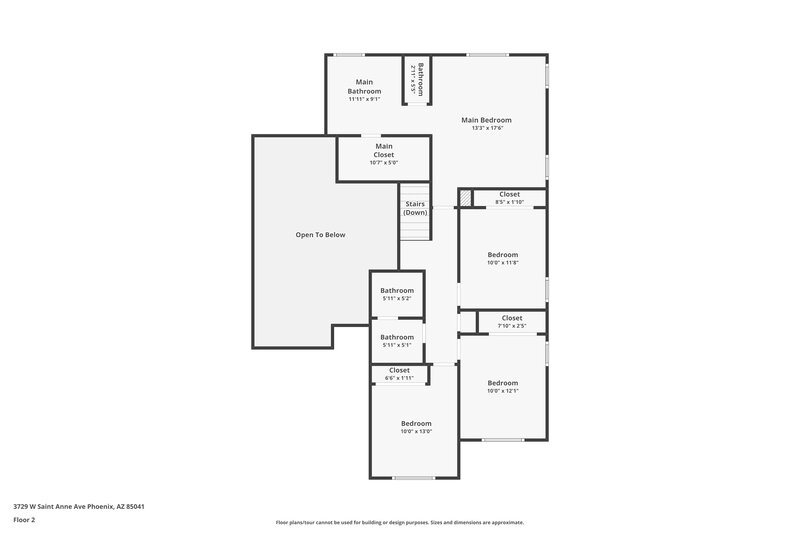 2,200/Mo, 3729 W Saint Anne Ave Phoenix, AZ 85041 Floor Plan View 2