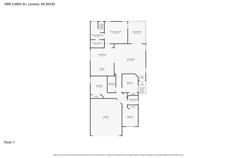 1,995/Mo, 7805 S 68th Dr Laveen, AZ 85339 Floor Plan View
