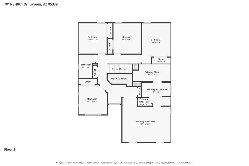 2,520/Mo, 7816 S 48th Dr Laveen, AZ 85339 Floor Plan View 2