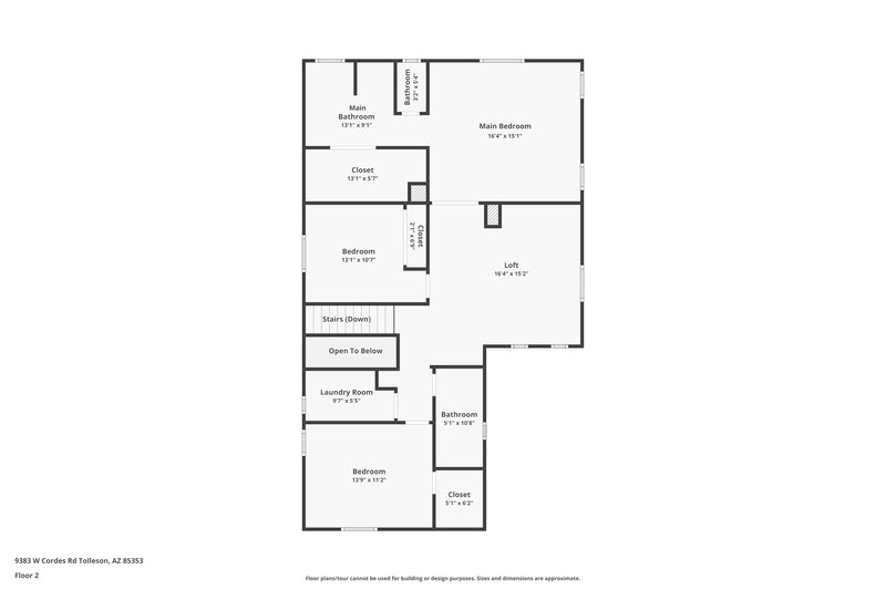 1,915/Mo, 9383 W Cordes Rd Tolleson, AZ 85353 Floorplan View 2