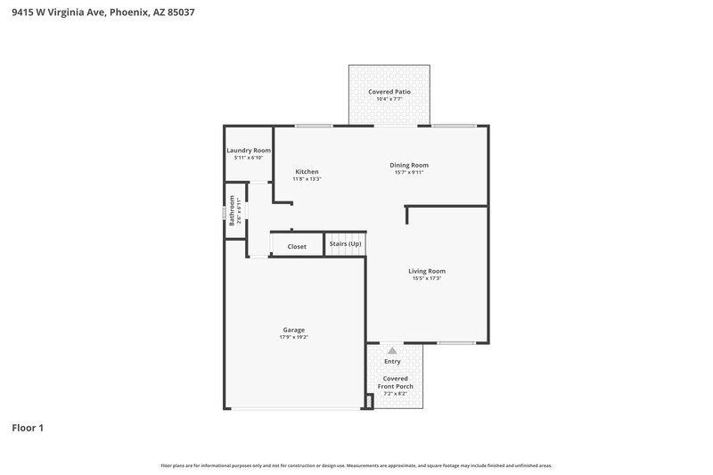 2,205/Mo, 9415 W Virginia Ave Phoenix, AZ 85037 Floor Plan View