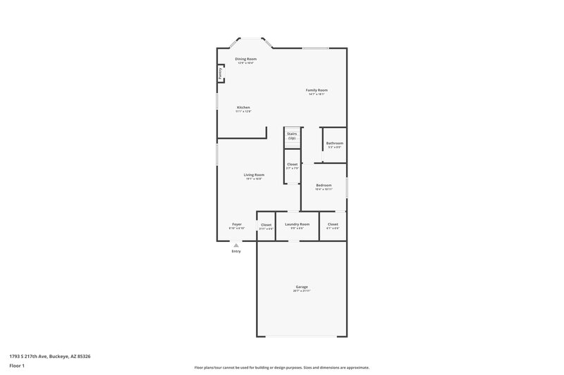 2,190/Mo, 1793 S 217th Ave Buckeye, AZ 85326 Floor Plan View