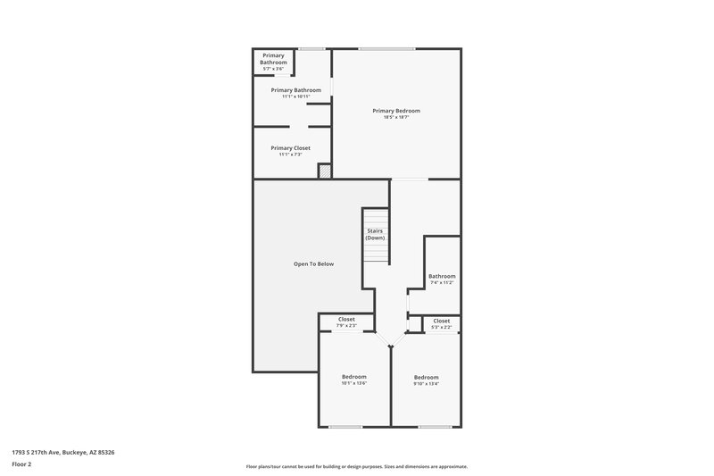 2,190/Mo, 1793 S 217th Ave Buckeye, AZ 85326 Floor Plan View 2