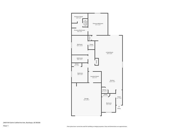 1,790/Mo, 24619 W St Catherine Ave Buckeye, AZ 85326 Floor Plan View