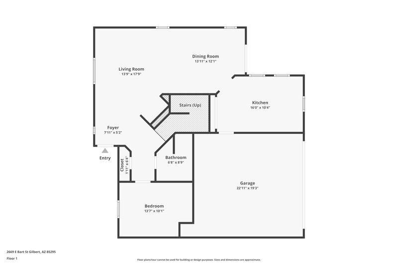 2,100/Mo, 2669 E Bart St Gilbert, AZ 85295 Floor Plan View
