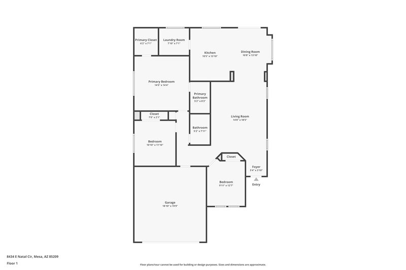2,120/Mo, 8434 E Natal Cir Mesa, AZ 85209 Floor Plan View