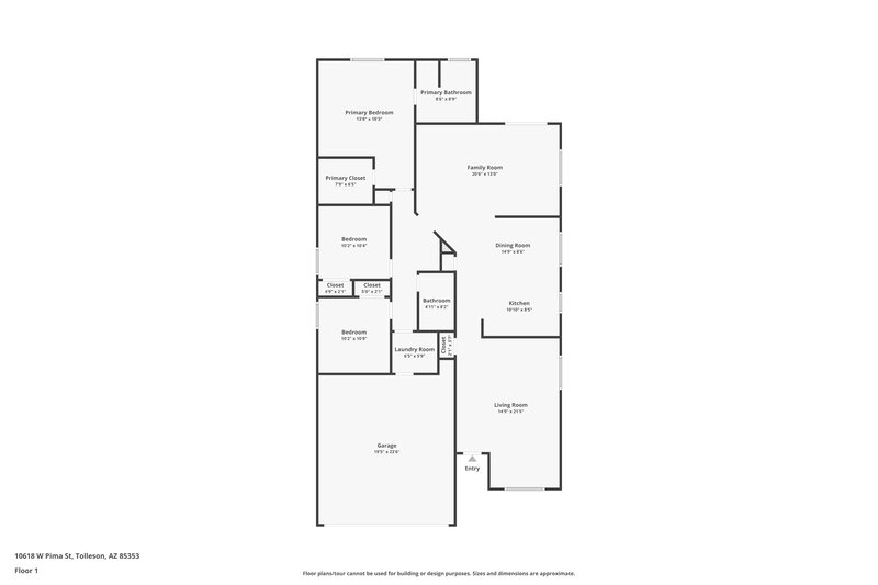 1,895/Mo, 10618 W Pima St Tolleson, AZ 85353 Floor Plan View