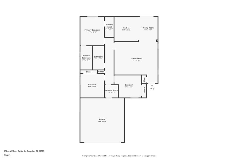 1,650/Mo, 15244 W Shaw Butte Dr Surprise, AZ 85379 Floor Plan View