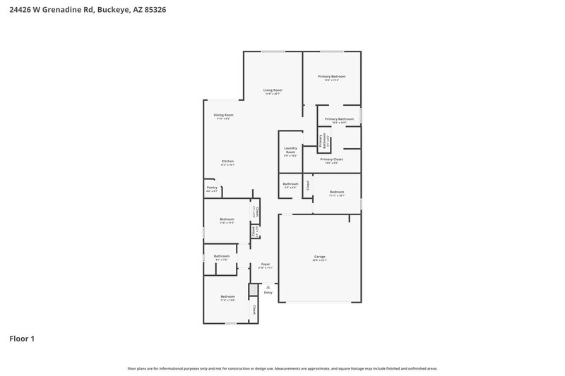 2,250/Mo, 24426 W Grenadine Rd Buckeye, AZ 85326 Floor Plan View