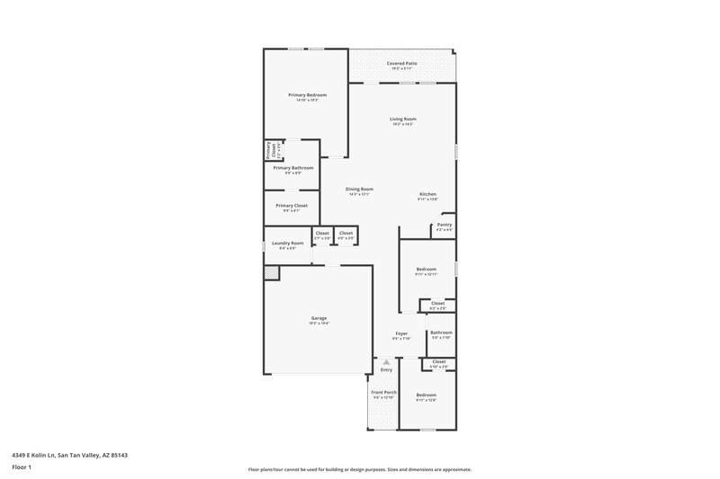 1,720/Mo, 4349 E Kolin Ln San Tan Valley, AZ 85143 Floor Plan View