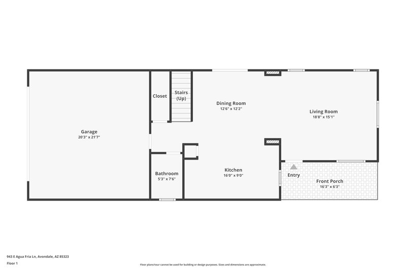 1,875/Mo, 943 E Agua Fria Ln Avondale, AZ 85323 Floor Plan View