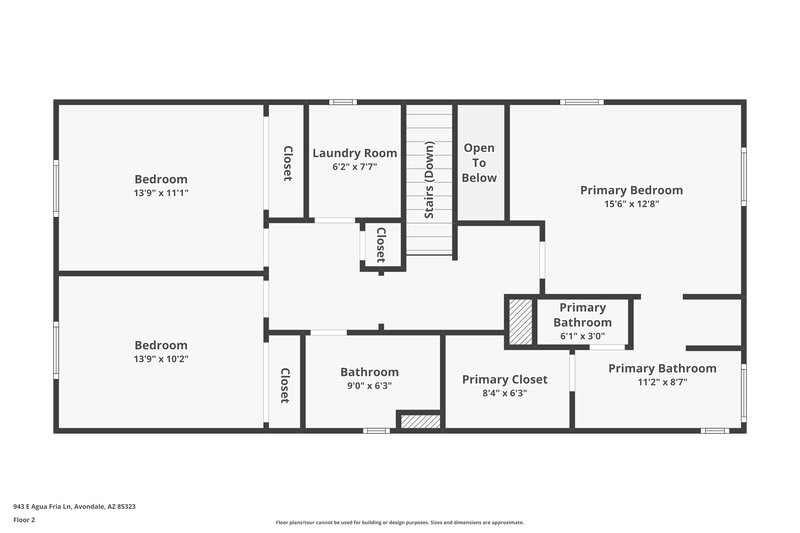 1,875/Mo, 943 E Agua Fria Ln Avondale, AZ 85323 Floor Plan View 2