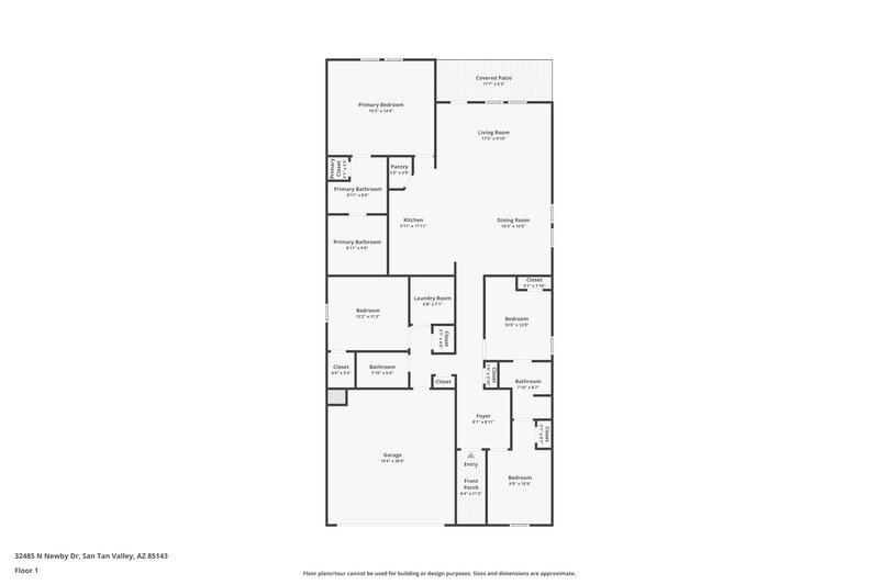1,905/Mo, 32485 N Newby Dr San Tan Valley, AZ 85143 Floor Plan View