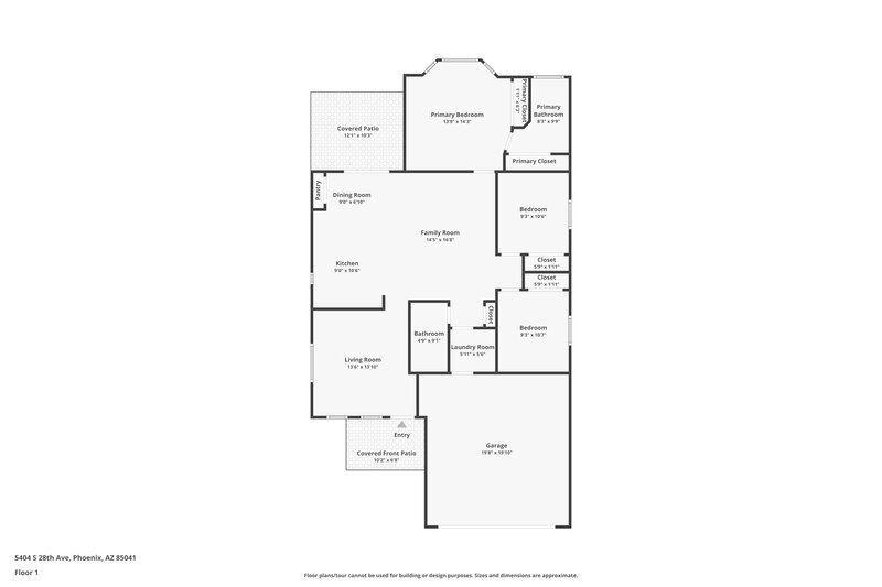 1,920/Mo, 5404 S 28th Ave Phoenix, AZ 85041 Floor Plan View