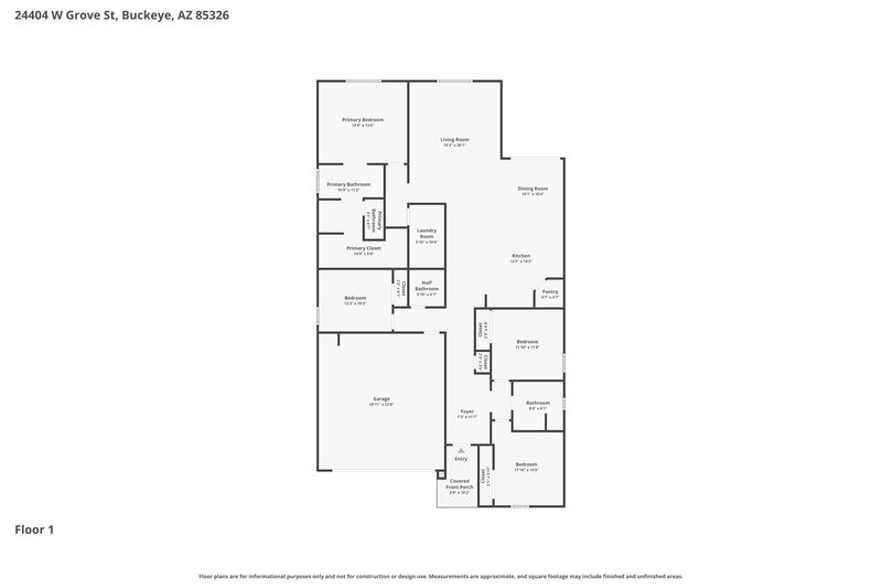 2,300/Mo, 24404 W Grove St Buckeye, AZ 85326 Floor Plan View