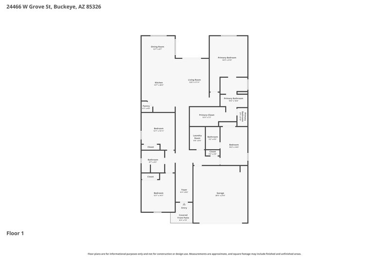 2,405/Mo, 24466 W Grove St Buckeye, AZ 85326 Floor Plan View