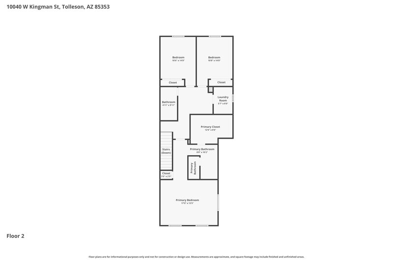 2,095/Mo, 10040 W Kingman St Tolleson, AZ 85353 Floor Plan View 2