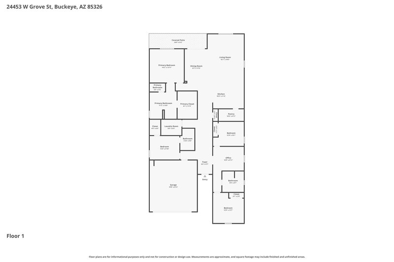 2,350/Mo, 24453 W Grove St Buckeye, AZ 85326 Floor Plan View