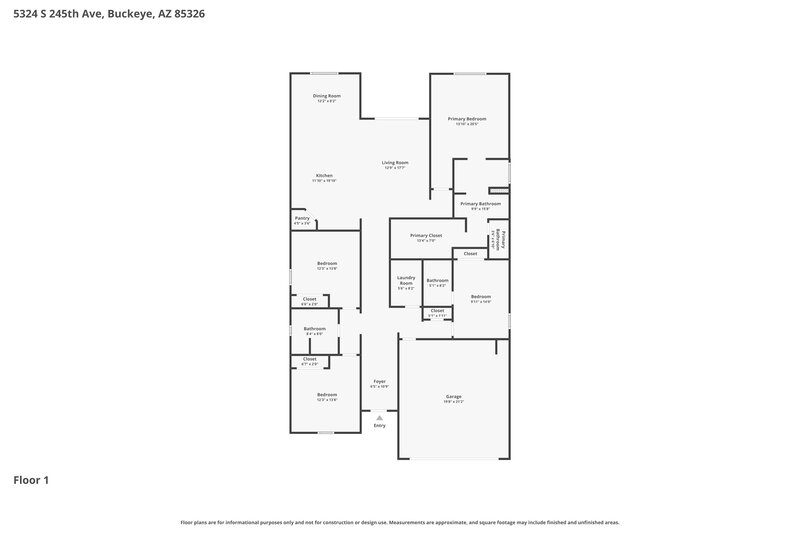 2,155/Mo, 5324 S 245th Ave Buckeye, AZ 85326 Floor Plan View