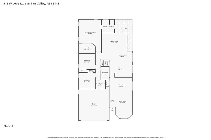 1,915/Mo, 515 W Love Rd San Tan Valley, AZ 85143 Floor Plan View