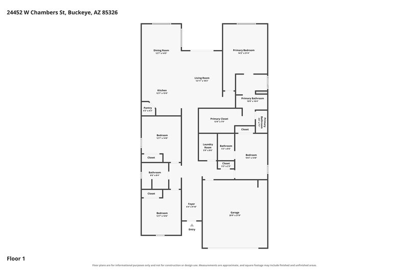 2,150/Mo, 24452 W Chambers St Buckeye, AZ 85326 Floor Plan View