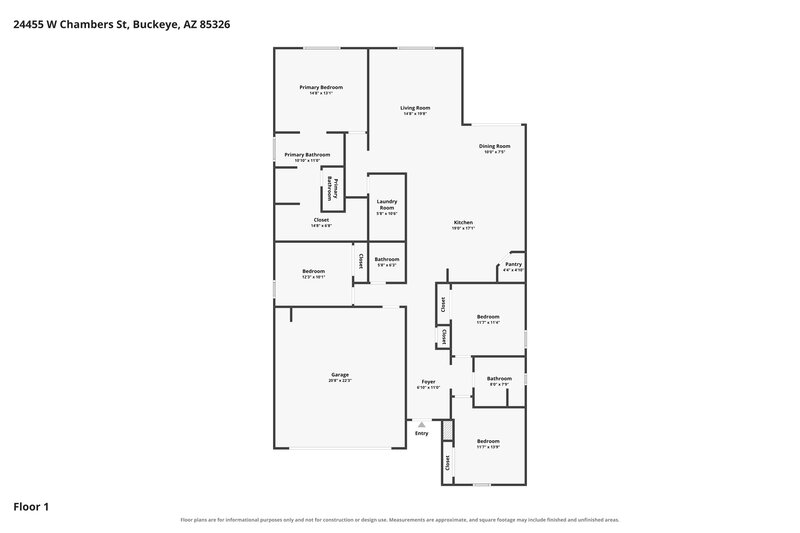 2,235/Mo, 24455 W Chambers St Buckeye, AZ 85326 Floor Plan View