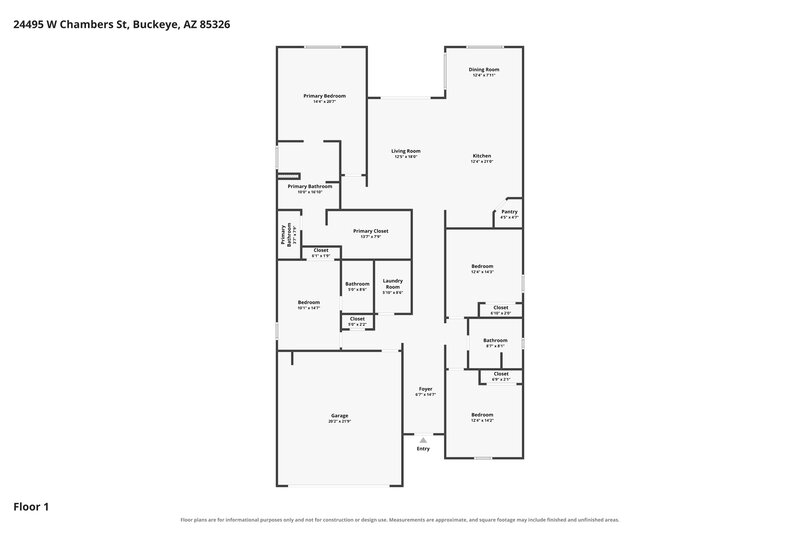 2,285/Mo, 24495 W Chambers St Buckeye, AZ 85326 Floor Plan View