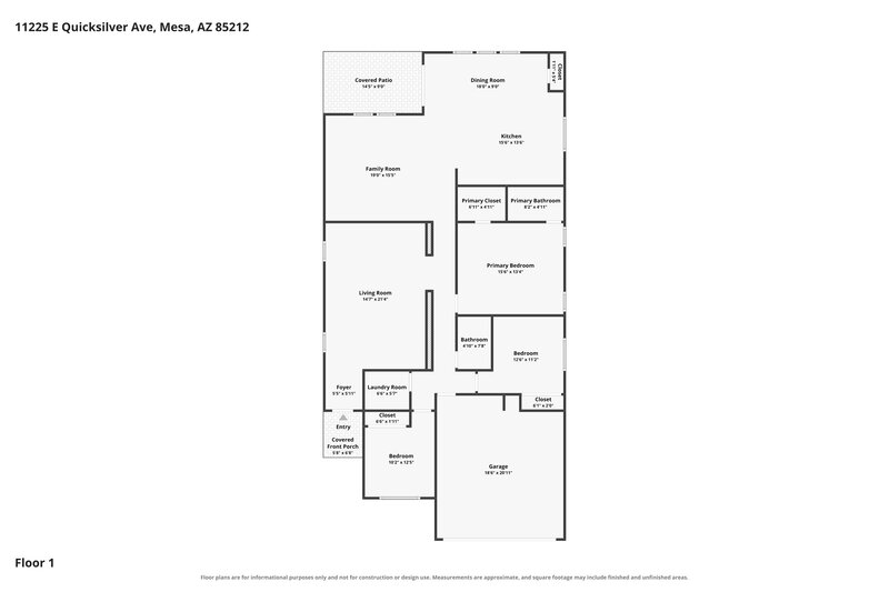 2,180/Mo, 11225 E Quicksilver Ave Mesa, AZ 85212 Floor Plan View
