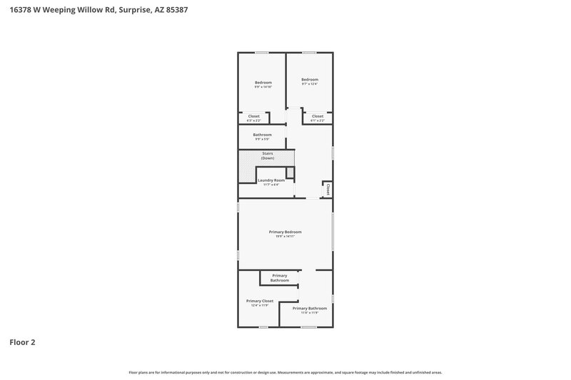 2,280/Mo, 16378 W Weeping Willow Rd Surprise, AZ 85387 Floor Plan View 2