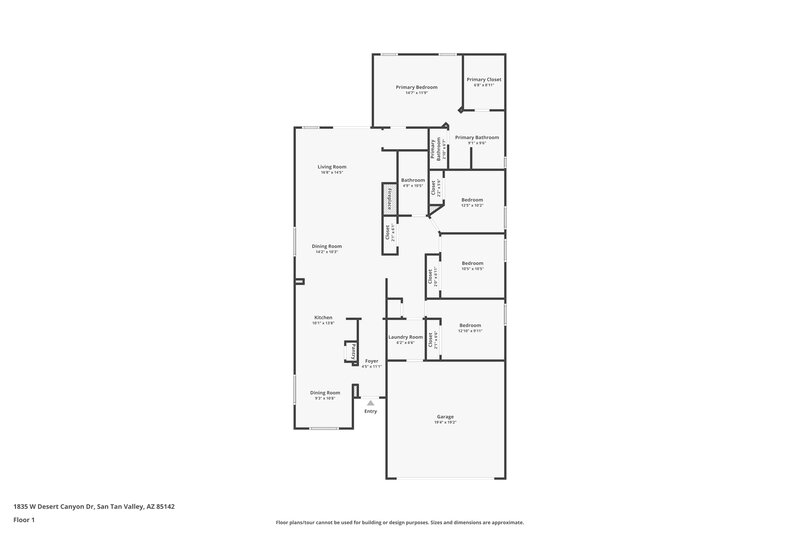 1,935/Mo, 1835 W Desert Canyon Dr Queen Creek, AZ 85142 Floor Plan View