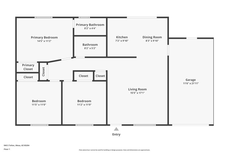1,840/Mo, 940 S Toltec Mesa, AZ 85204 Floorplan View