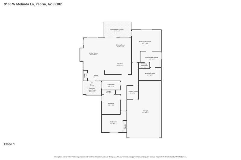 2,115/Mo, 9166 W Melinda Ln Peoria, AZ 85382 Floor Plan View
