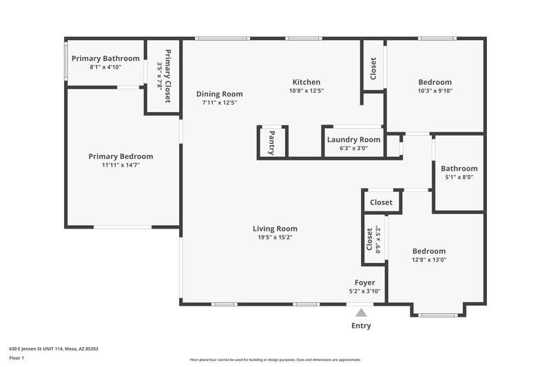 1,950/Mo, 630 E Jensen St Unit 114 Mesa, AZ 85203 Floor Plan View