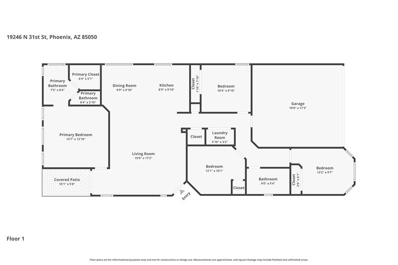 2,620/Mo, 19246 N 31st St Phoenix, AZ 85050 Floor Plan View
