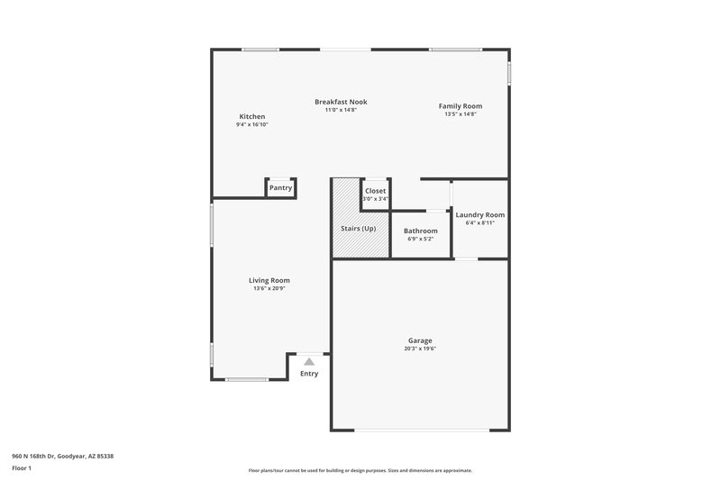 2,080/Mo, 960 N 168th Dr Goodyear, AZ 85338 Floor Plan View