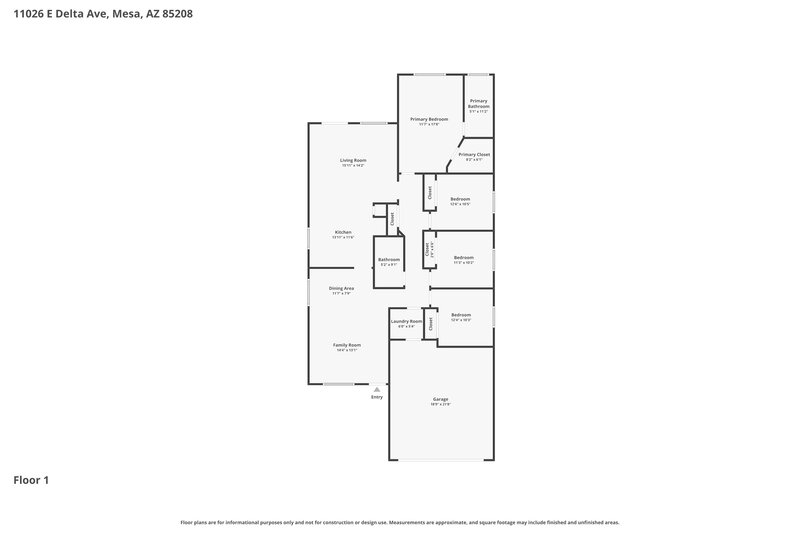 2,220/Mo, 11026 E Delta Ave Mesa, AZ 85208 Floor Plan View