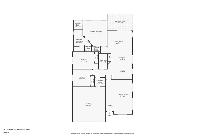 2,050/Mo, 26330 N 68th Dr Peoria, AZ 85383 Floor Plan View