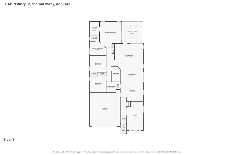 1,985/Mo, 38141 N Rusty Ln San Tan Valley, AZ 85140 Floorplan View