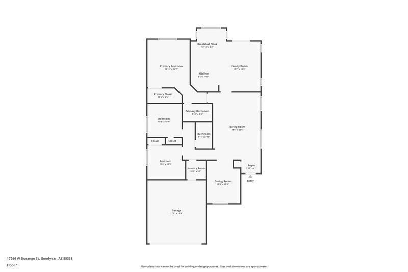 1,950/Mo, 17266 W Durango St Goodyear, AZ 85338 Floor Plan View