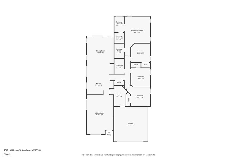 2,730/Mo, 15871 W Linden St Goodyear, AZ 85338 Floor Plan View