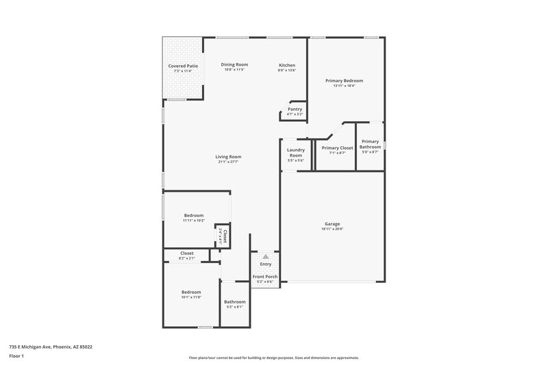 1,940/Mo, 735 E Michigan Ave Phoenix, AZ 85022 Floor Plan View