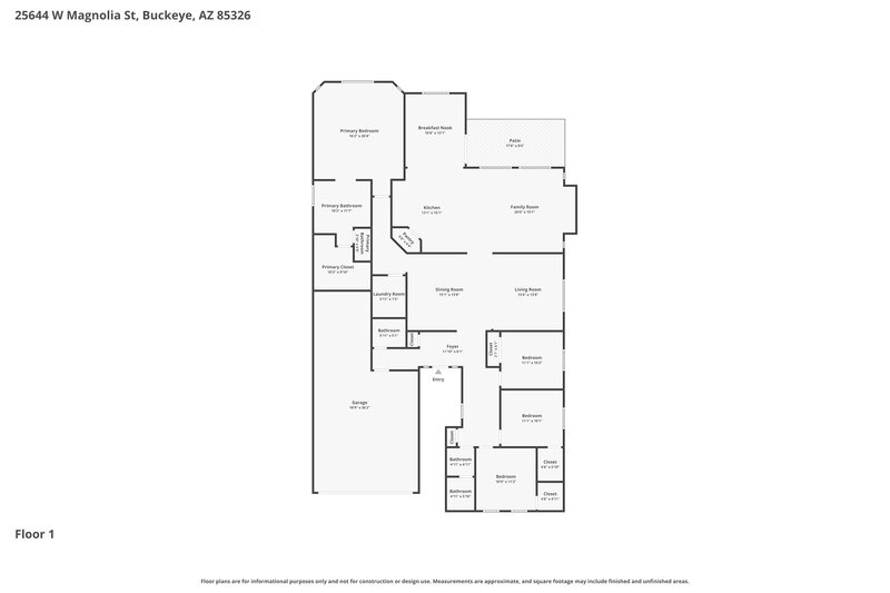 2,060/Mo, 25644 W Magnolia St Buckeye, AZ 85326 Floor Plan View