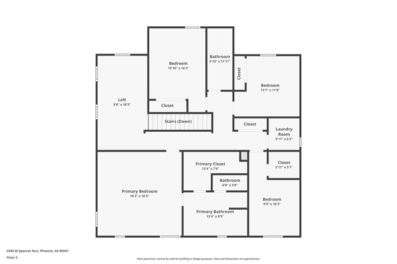 2,510/Mo, 2445 W Spencer Run Phoenix, AZ 85041 Floor Plan View 2