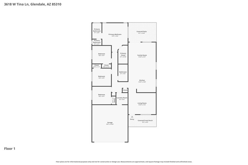 2,050/Mo, 3618 W Tina Ln Glendale, AZ 85310 Floor Plan View