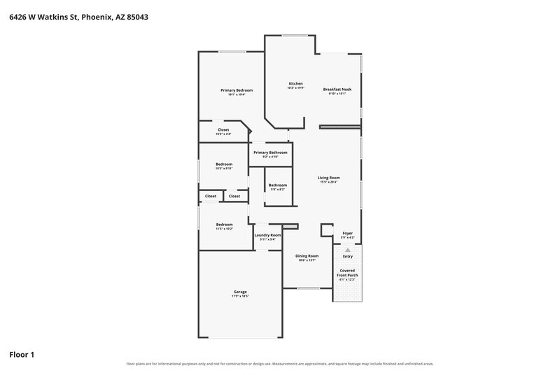 1,985/Mo, 6426 W Watkins St Phoenix, AZ 85043 Floor Plan View