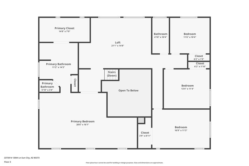 2,730/Mo, 22728 N 120th Ln Sun City, AZ 85373 Floor Plan View 2