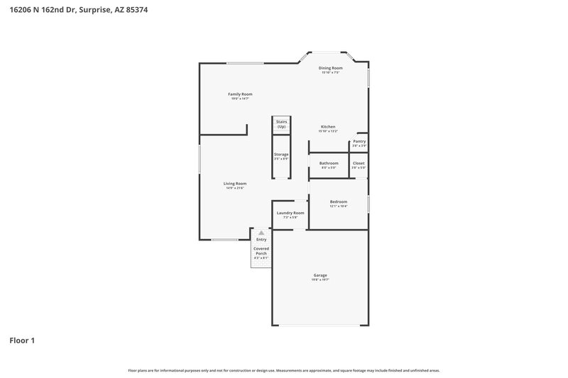 2,365/Mo, 16206 N 162nd Dr Surprise, AZ 85374 Floor Plan View