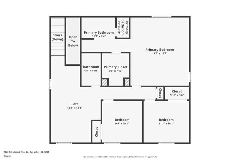 1,895/Mo, 1726 E Bradstock Way San Tan Valley, AZ 85140 Floor Plan View 2
