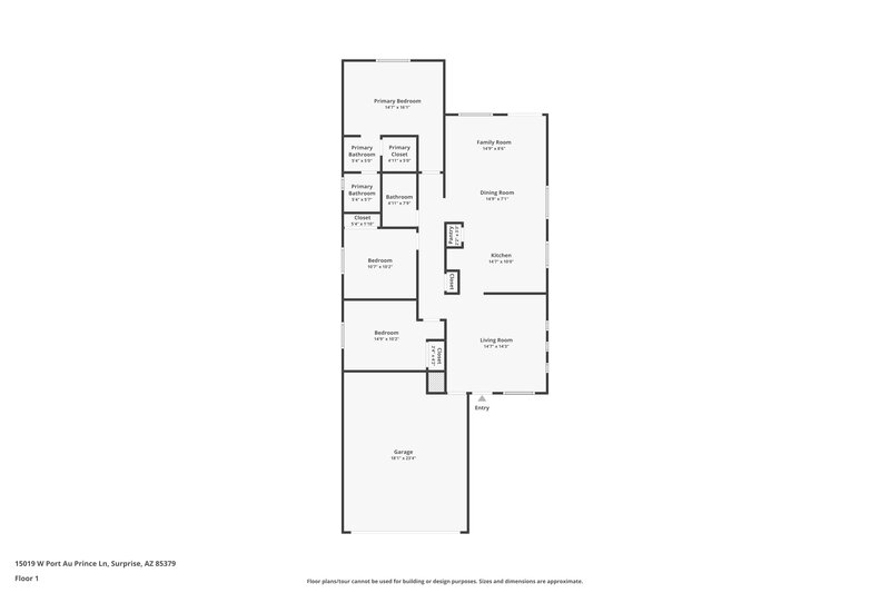 2,035/Mo, 15019 W Port au Prince Ln Surprise, AZ 85379 Floor Plan View